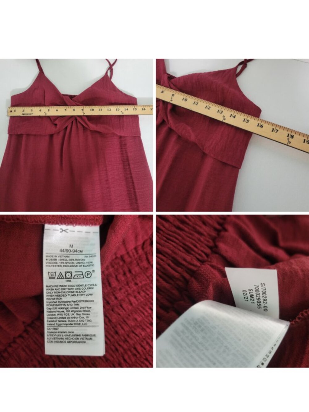 Banana Republic Boho Hippie Prairie Euro Maroon Crepe Twisted Bodice Maxi Dress - Picture 13 of 16